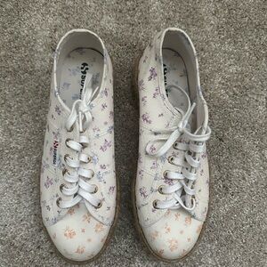 Superga Cream and Purple Sneakers Casual Canvas NEW